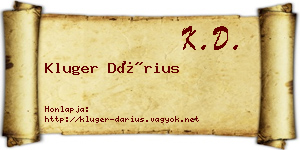 Kluger Dárius névjegykártya